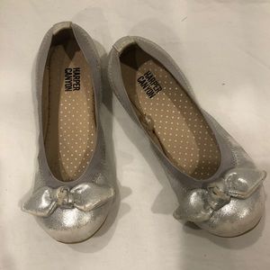 Silver distressed ballet flat